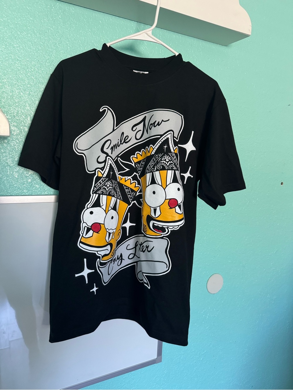 Graphic Smile Now Double Character Black Tee